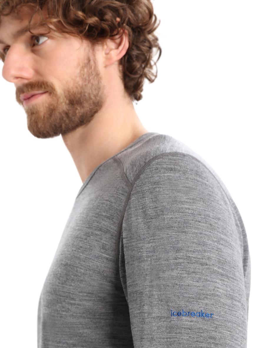 Men's Icebreaker Merino 200 Oasis Long Sleeve Crewe Last Run Base Layers Gritstone Heather | CA 1609LISH